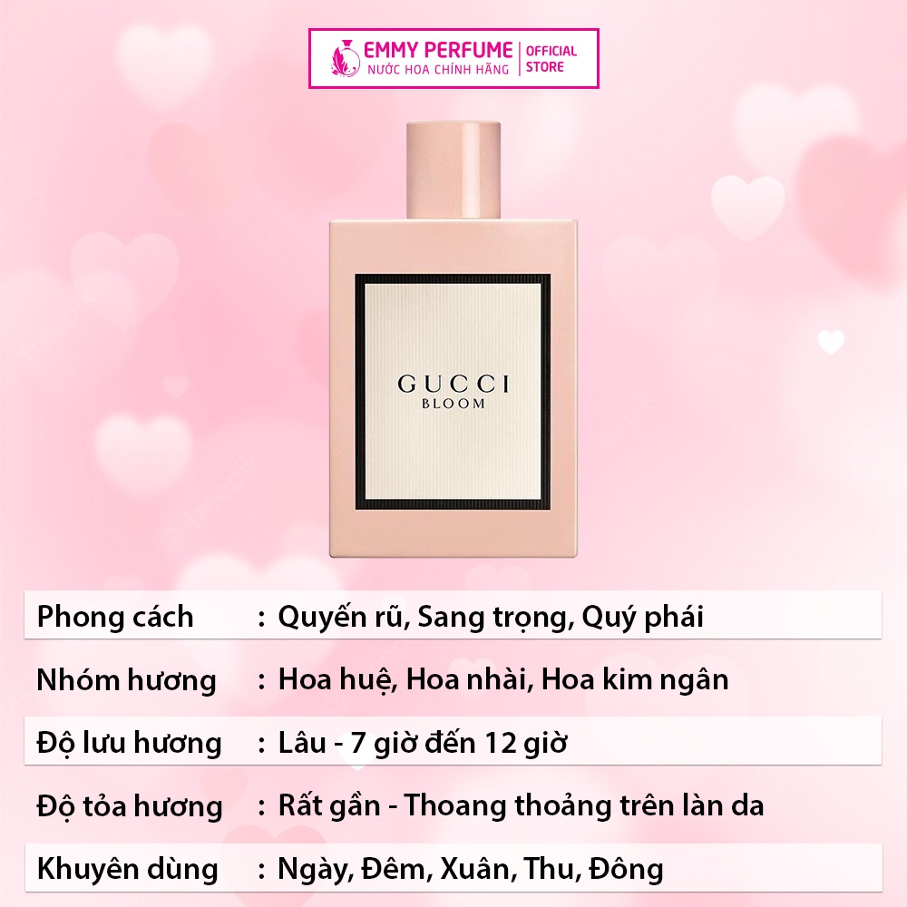 Nước hoa nữ thơm lâu chính hãng Gucci Bloom Eau de Parfum - Một giấc mộng của mùa xuân EmmyPer