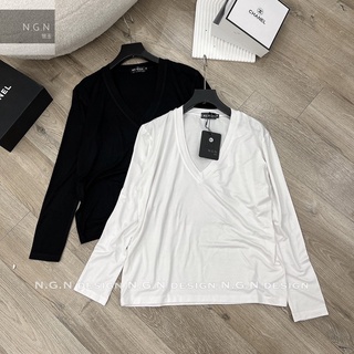 ÁO THUN CỔ TIM DÀI TAY FROM BASIC CHẤT ĐẸP MS11578