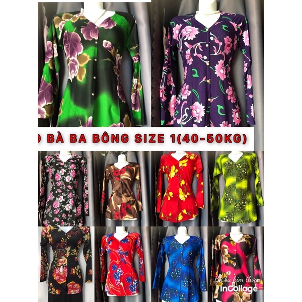 áo lẻ bà ba bông size 1(40-49kg) thun aty/gân thái