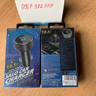 Tẩu sạc ô tô siêu nhanh Remax RCC 215 cao cấp có 1 cổng ra USB, 01 cổng ra chân Type C, Công suất sạc 58,5W - (Mã T14)