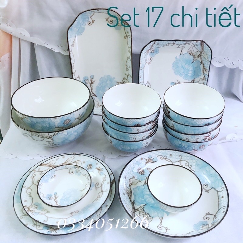 Bộ bát đĩa sứ Bát Tràng ,set Bát đĩa họa tết 3D ,bộ đồ ăn decor men dày dặn,phong cách Bắc Âu mã V888