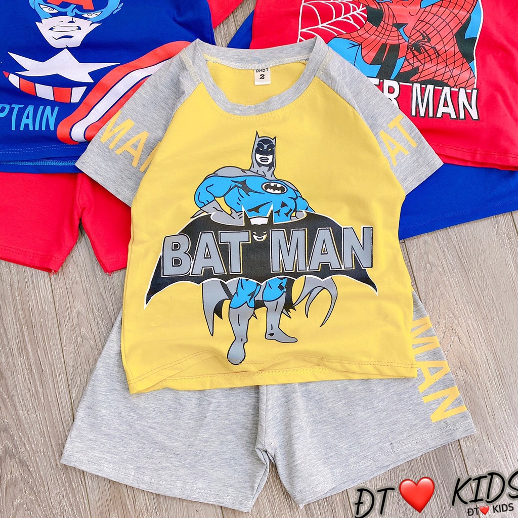 Bộ đồ siêu nhân anh hùng Vải cotton tàu co giãn 4 chiều thấm hút mồ hôi cho bé từ 6-22kg.