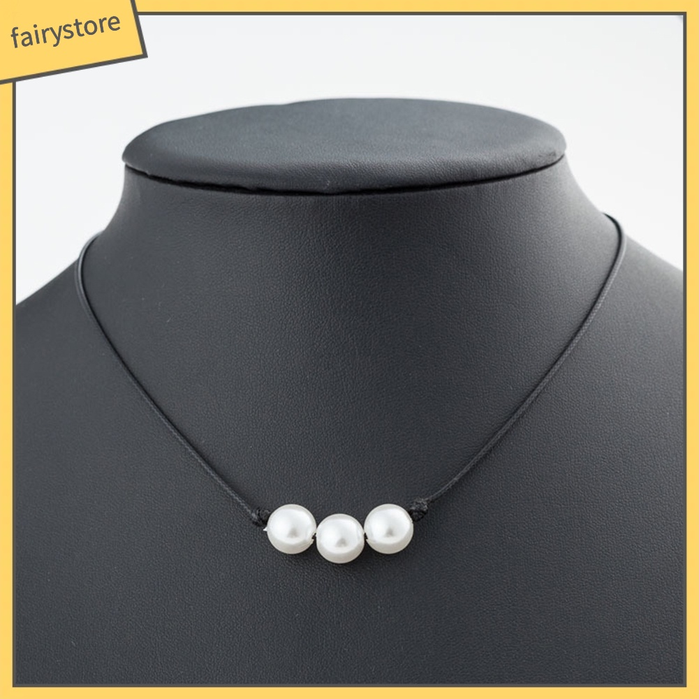 Vòng cổ choker nữ xỏ ngọc trai giả đơn giản thời trang