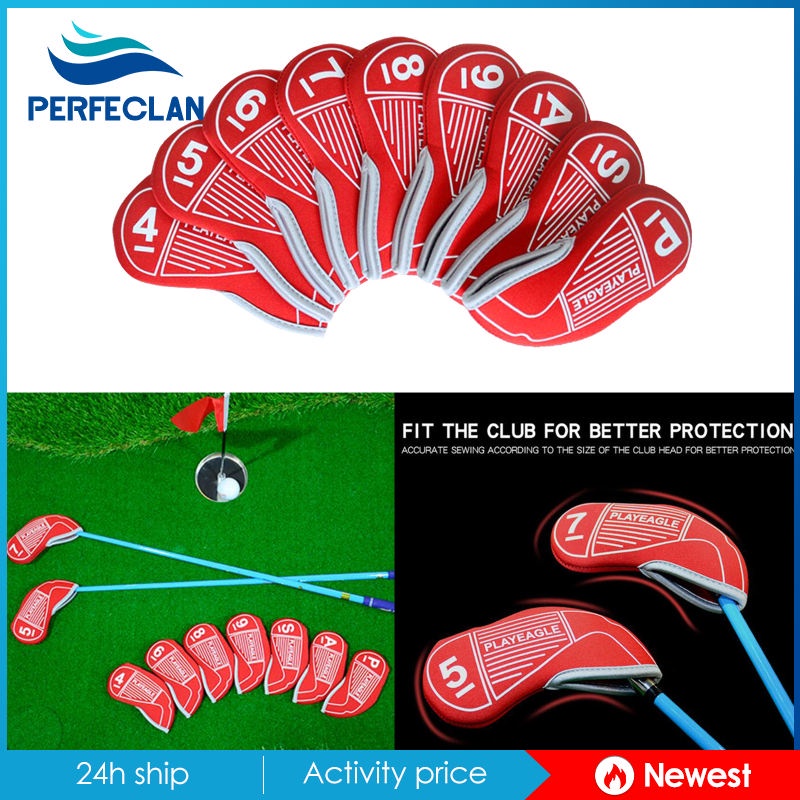 Set 9 Vỏ Bọc Bảo Vệ Đầu Gậy Đánh Golf Bằng Cao Su Tổng Hợp