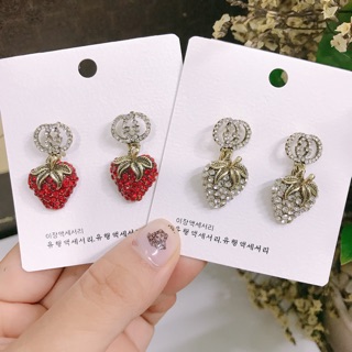 Khuyên tai bông tai Gucci dâu tây cao cấp