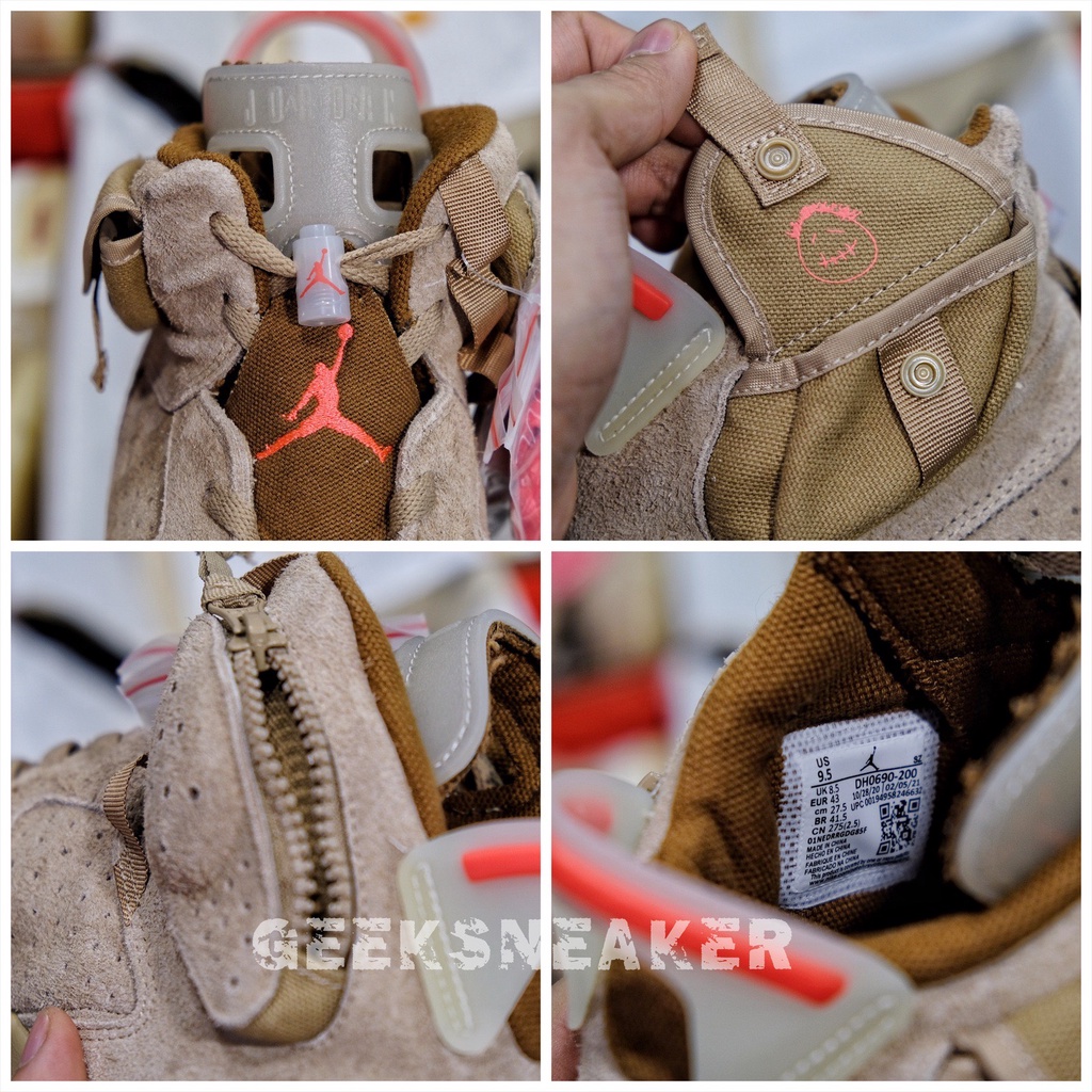 [GeekSneaker] Giày Sneaker Travis Scott x Air Jordan 6 Retro ‘British Khaki’ | BigBuy360 - bigbuy360.vn