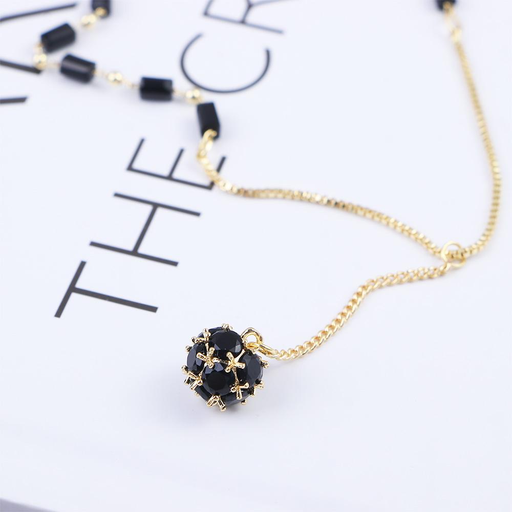 Vòng cổ Màu Đen Đính Đá Kim Cương Nhân Tạo Phong Cách Cổ Điển Thời Trang|Vòng cổ Mặt Quả Cầu Phong Cách Hàn Quốc