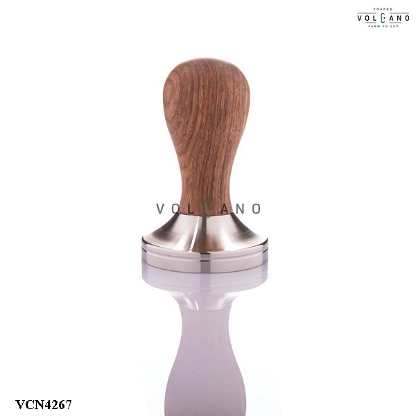 Tamper inox nén cà phê espresso cán gỗ - Bạc