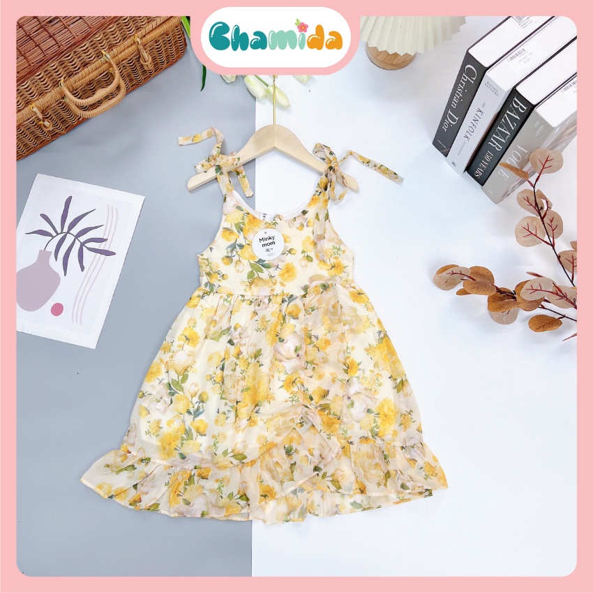 Váy cho bé gái vải voan hàn cao cấp V10 size từ 14 – 28kg, đầm công chúa CHAMIDA xinh xắn, đáng yêu