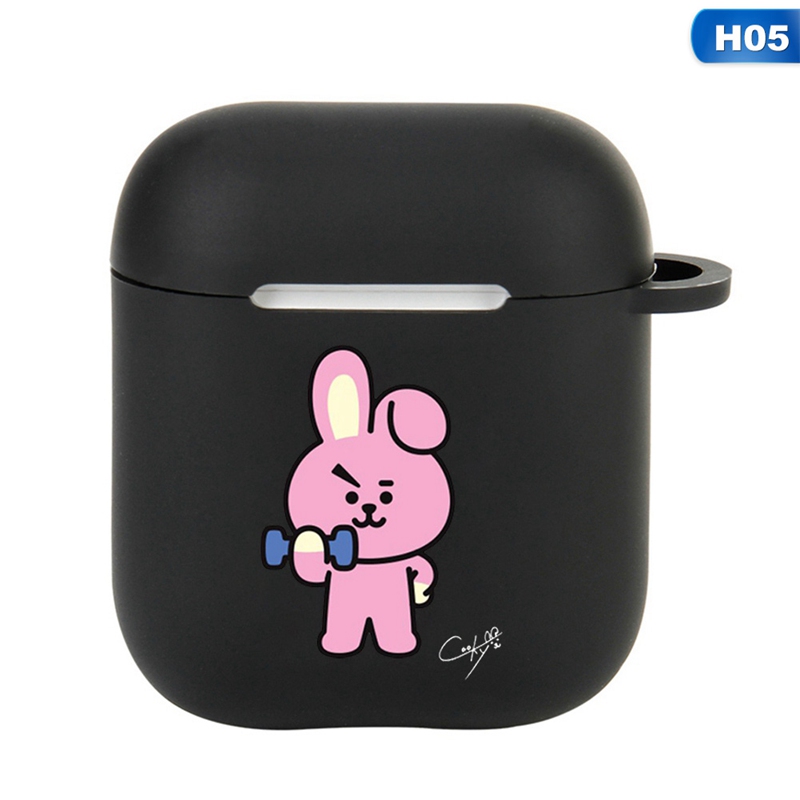 Vỏ Bảo Vệ Hộp Sạc Tai Nghe Airpods Pro Bằng Silicon Họa Tiết Hoạt Hình Bt21 Dễ Thương Kèm Móc Khóa