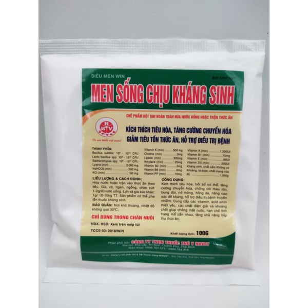Men tiêu hoá chịu kháng sinh cho gà vịt gói 100g