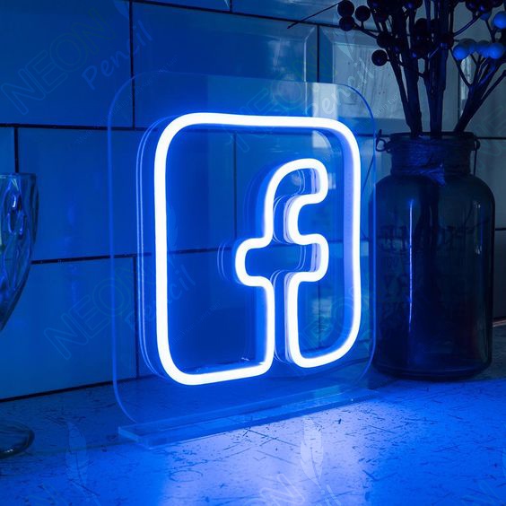 Logo Facebook 25*25cm | Đèn led Neon | Chữ led trang trí | Decor phòng ngủ | đèn decor - Pencil Neon