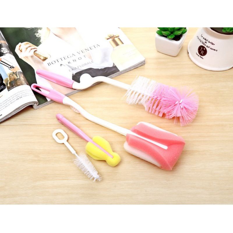 Combo 4 dụng cụ cọ rửa ly, bình sữa,giao màu ngẫu nhiên,,,
