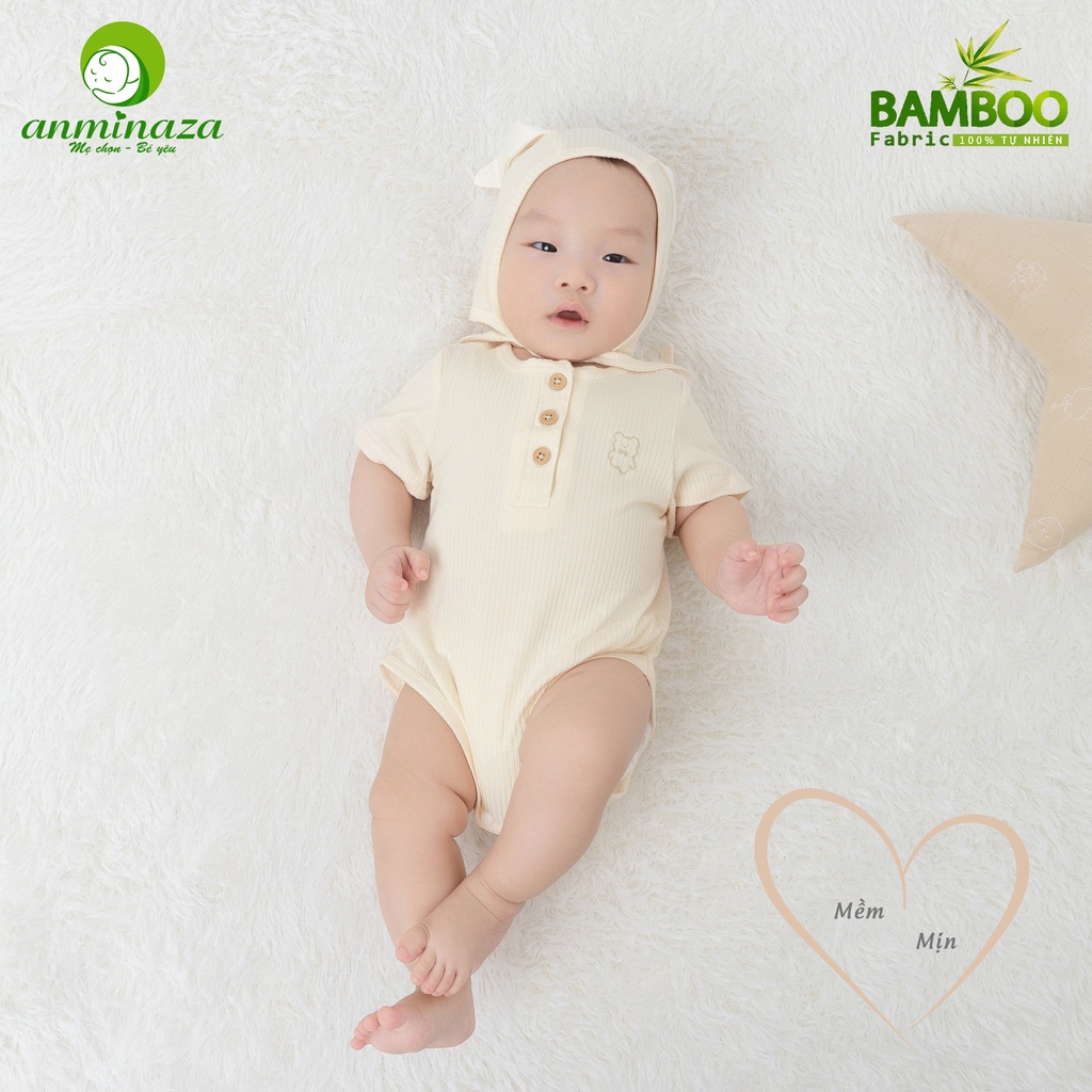 Mũ nón tai thỏ cột dây sợi tre cao cấp mềm mịn Anminaza cho bé