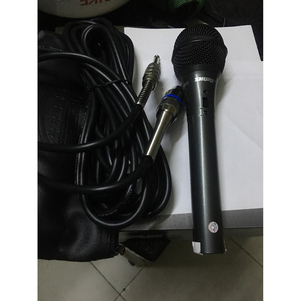 Micro Có Dây Karaoke SHURE SM-959 Full Box Tặng Kèm Bao Da - Mic Có Dây Cắm Loa Kẹo Kéo Siêu Hay