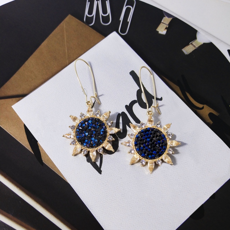 Đôi Khuyên Tai Hình Hoa Hướng Dương Đính Đá Sang Trọng Cho Nữ