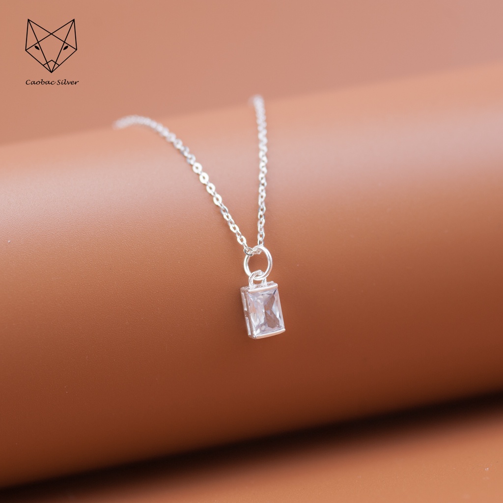 Dây Chuyền Bạc Ta CaoBac Silver Mặt Dây Chuyền Bạc Đính Đá Đơn Giản Một Ổ Đá Chữ Nhật Nhẹ Nhàng, Tinh Tế Cho Nữ
