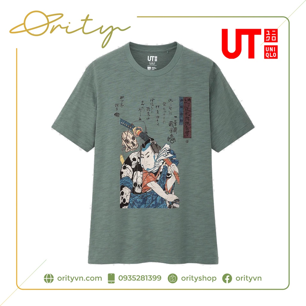 Áo thun in họa tiết Uniqlo UT T-Shirt - Mẫu Ukiyo-e UT (54 - Xanh lá) ⚡