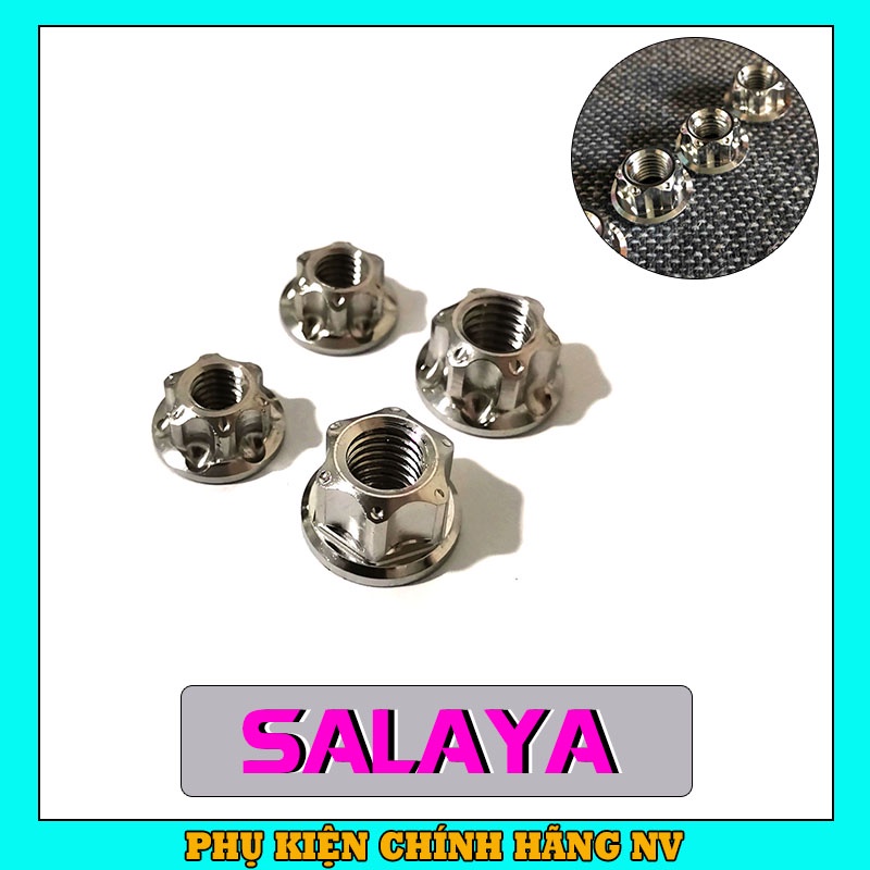 Tán Salaya inox 304 6li, 8li hở đầu chống gỉ sáng bóng
