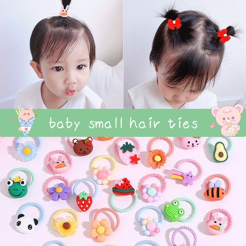 Set 10 Dây Cột Tóc Co Giãn Đính Hoa / Động Vật Nhiều Màu Sắc Dễ Thương Cho Bé Gái