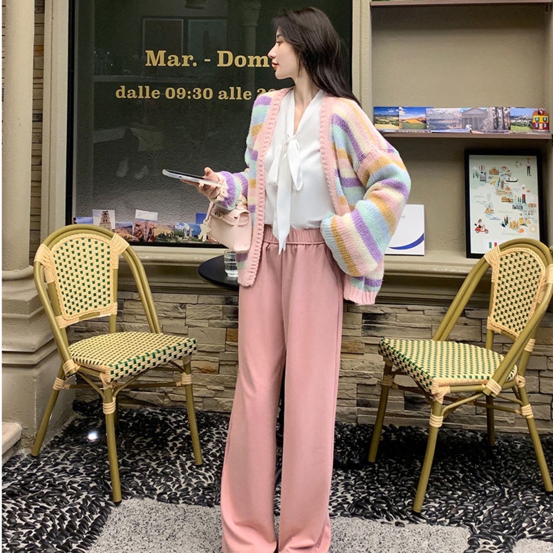 Áo Khoác Cardigan Dệt Kim Dáng Rộng Thời Trang Mùa Thu Phong Cách Hàn Quốc Cho Nữ