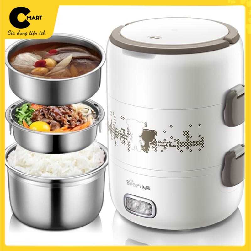 Hộp Cơm Cắm Điện  Văn Phòng Dung Tích 2L Ba Khay Inox DFH-S23