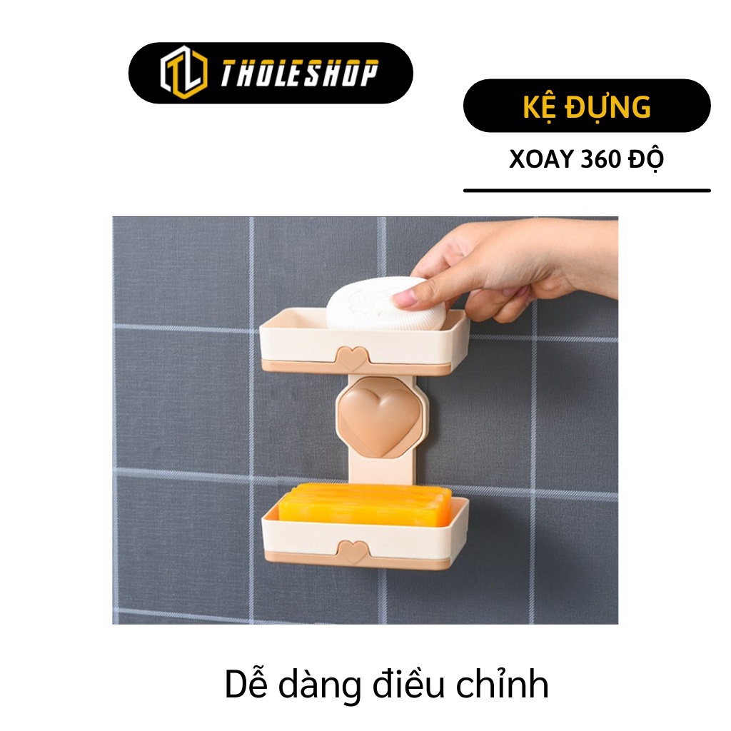 [SGD] Khay Đựng Xà Phòng - Kệ Để Xà Phòng Dán Tường 2 Tầng Xoay 360, Có Ngăn Đựng Nước 8799