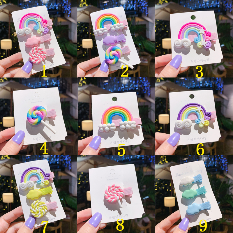 Kẹp Tóc Màu Cầu Vồng Dễ Thương Thời Trang Cho Bé Gái