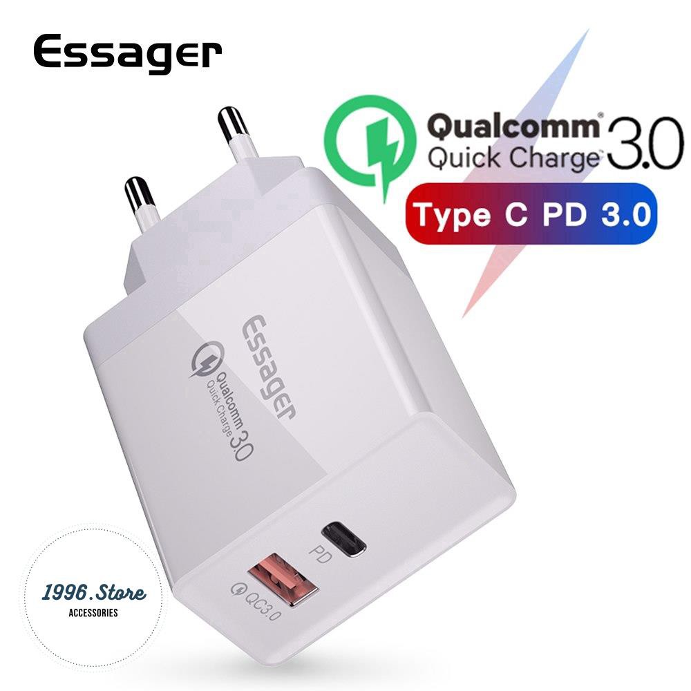 Essager Củ sạc nhanh QC 3.0 36W cho điện thoại iPhone XS Max Xiaomi Mi 9 Samsung S10