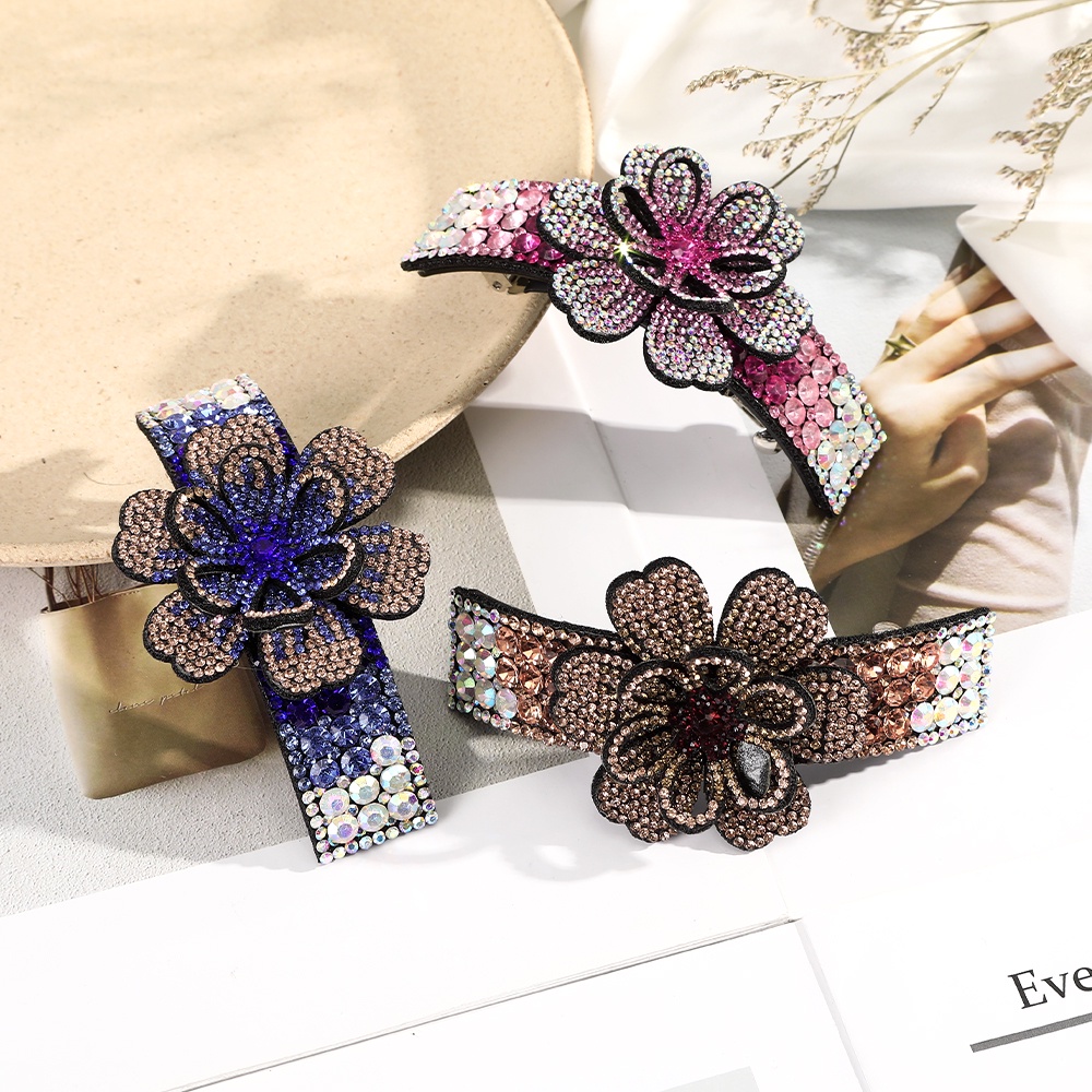 Haimeikang Kẹp tóc Rhinestone mới Nửa rỗng Hoa mùa xuân Kẹp màu phụ kiện thời trang tóc phụ nữ