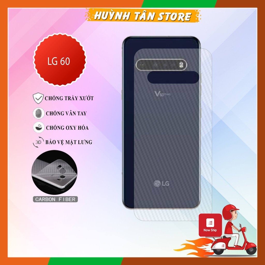 Miếng dán decal carbon mặt sau LG V60 chống trầy mặt lưng, chống bám vân tay