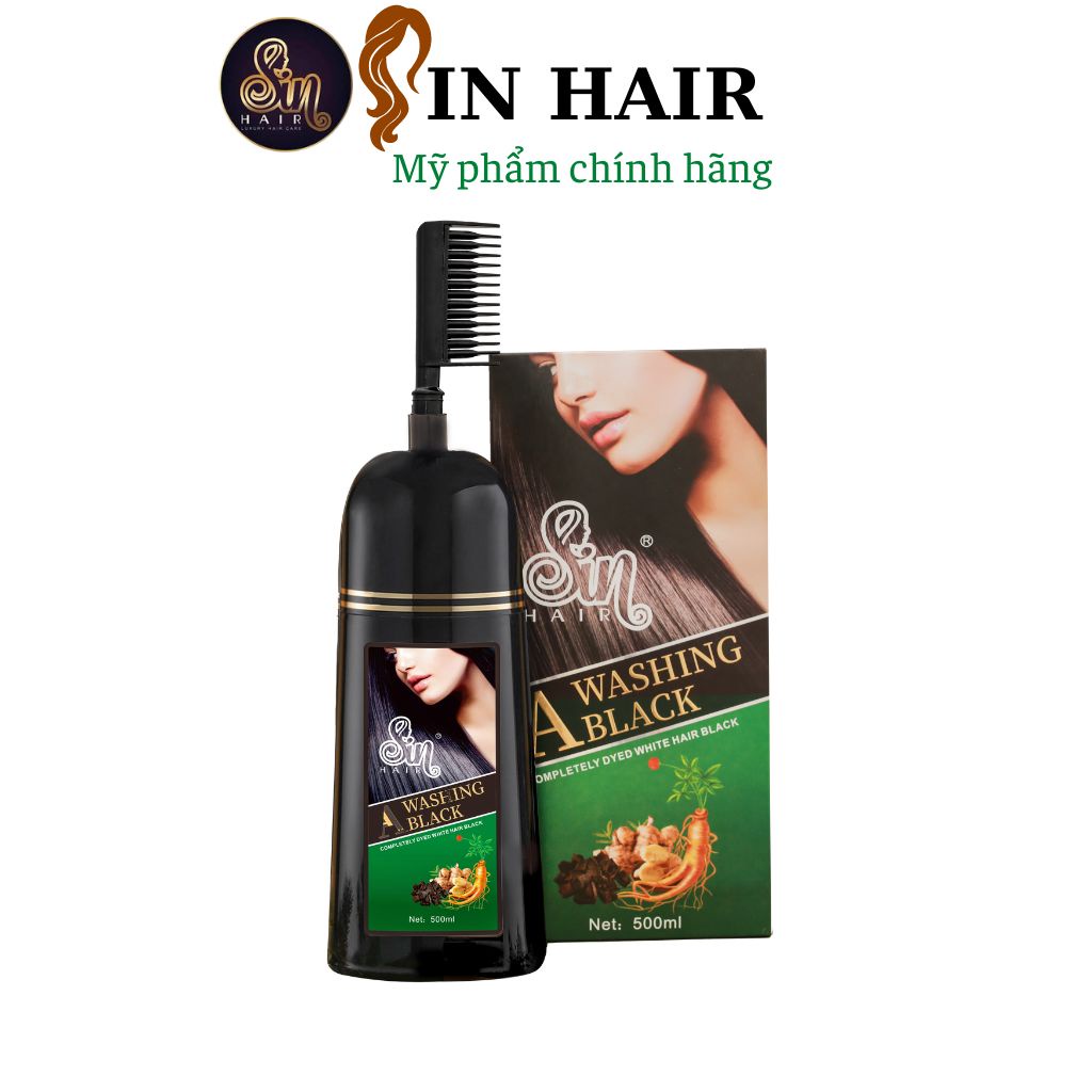 Dầu Gội Nhuộm Tóc Sin Hair Phủ Bạc Nhân Sâm, Phủ Đen Tóc Tự Nhiên Số 1 Nhật Bản 500ml