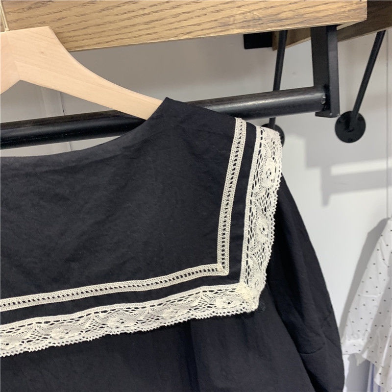 Áo Thun Dáng Rộng Cổ Búp Bê Phối Ren Thiết Kế Mới Thời Trang Mùa Hè Dành Cho Nữ