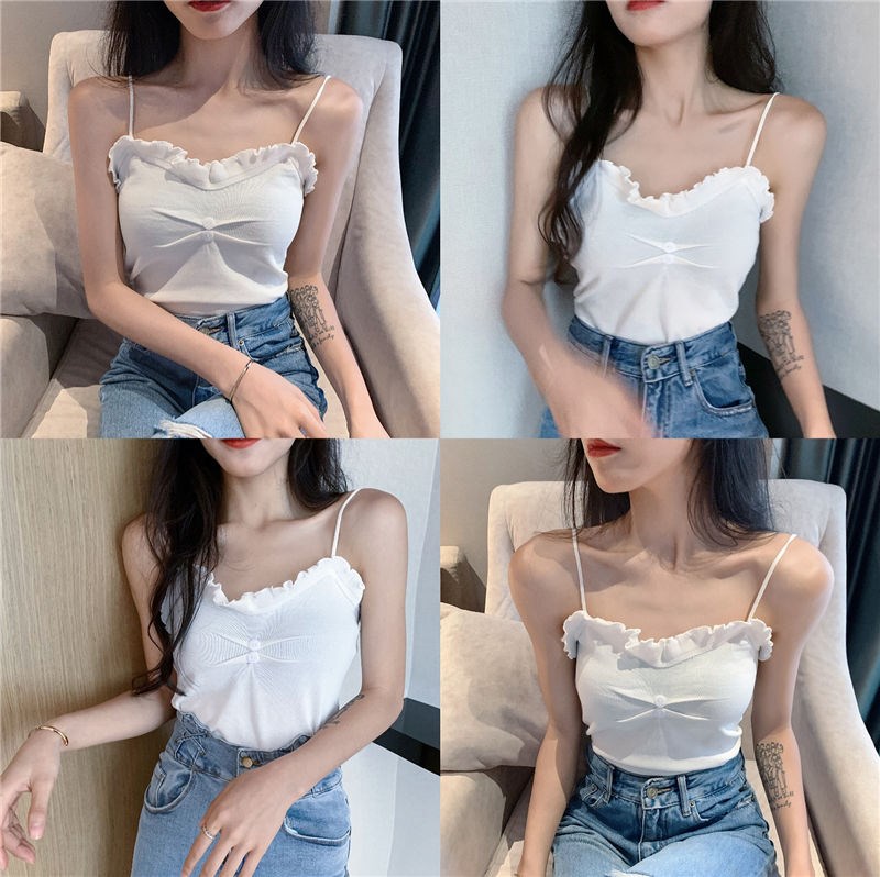 Áo camisole dệt kim màu trơn cho nữ không tay | BigBuy360 - bigbuy360.vn