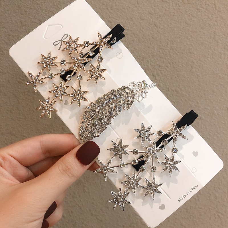 Set 3 Kẹp Tóc Đính Đá Thời Trang Cho Nữ