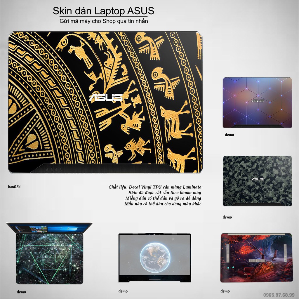 [Mã ELFLASH5 giảm 20K đơn 50K] Skin dán Laptop Asus in hình Trống Đồng Đông Sơn - lsm051 (inbox mã máy cho Shop)