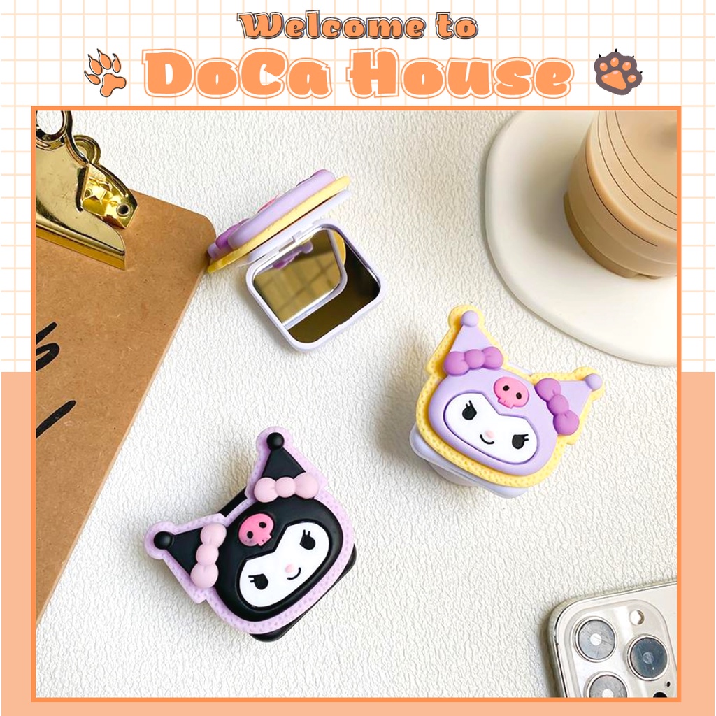 Giá đỡ chống lưng điện thoại popsocket kèm gương hoạt hình đáng yêu - DoCa