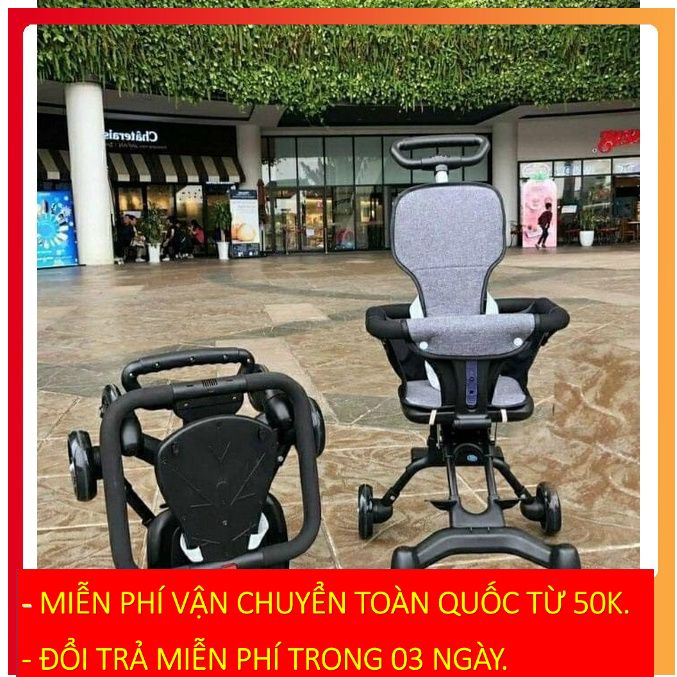 Xe đẩy gấp gọn đảo 2 chiều khoá bánh xe