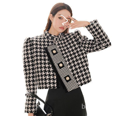 áo khoác dạ nữ dáng ngắn cài khuy cổ điển sang trọng thanh lịch thu đông 2021 | BigBuy360 - bigbuy360.vn