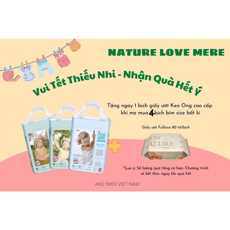 Bỉm QUẦN chuyên đóng đêm nội địa Hàn Quốc Nature Love Mere Long Night đủ size L22/XL20/XXL18