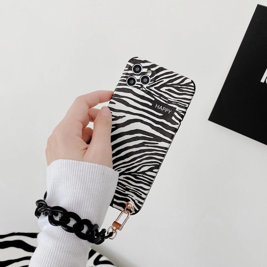 Ốp điện thoại mềm họa tiết ngựa vằn/da báo kèm chuỗi dây cho IPhone 12pro Max 11 pro Max X XS XR XSMAX 7 8 Plus | BigBuy360 - bigbuy360.vn