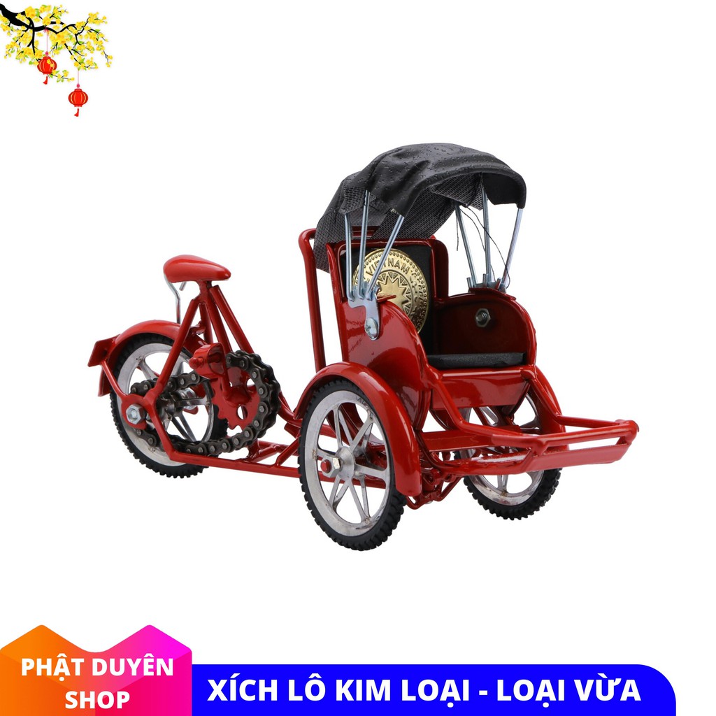 Mô Hình Xe Xích Lô Sắt - Size Lớn - Màu Đỏ
