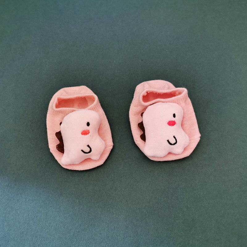 Vớ cotton đế thấp mềm mại chống trượt trang trí chữ và búp bê hoạt hình dễ thương dành cho trẻ em