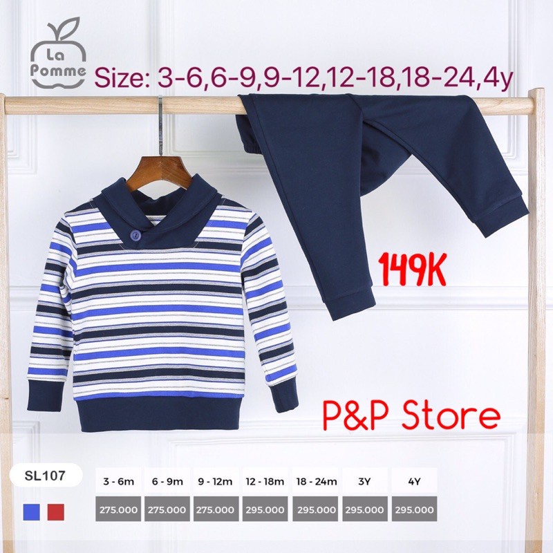 Bộ dài tay gập cúc cổ bé trai