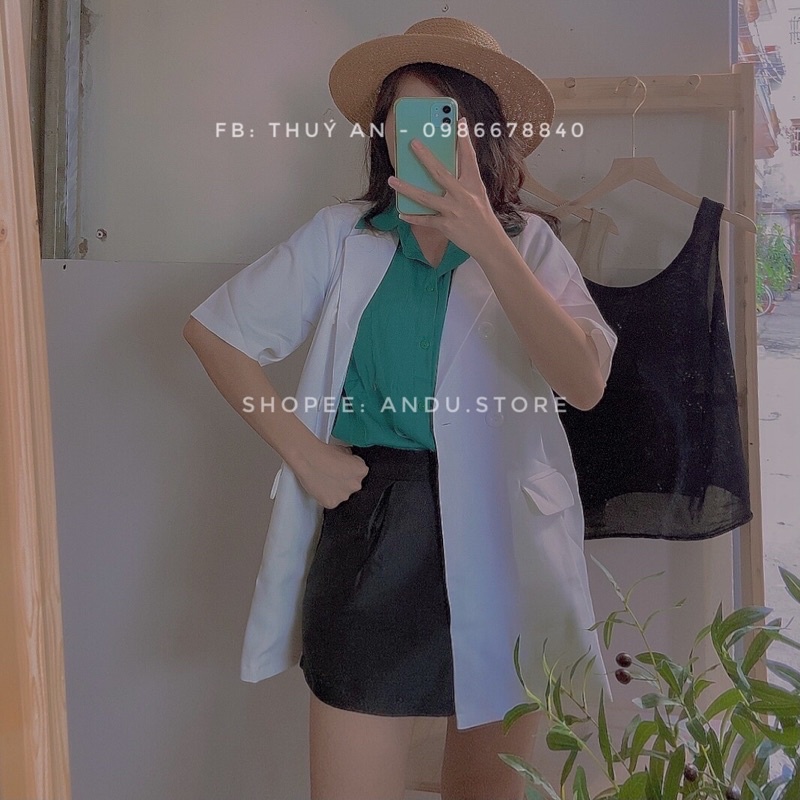 (Sẵn) Áo vest blazer cộc tay 3 màu ANDUSTORE [Video +ảnh thật shop chụp] thanh lịch, trẻ trung | BigBuy360 - bigbuy360.vn