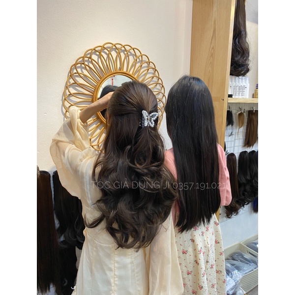 Ku15 Tóc giả kẹp U xoăn dài 55cm
