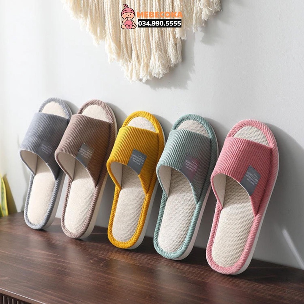 Dép lê xốp nỉ nam nữ CAO CẤP mang đi ở trong nhà văn phòng mùa thu đông, đế xốp nhẹ vải nỉ êm chân