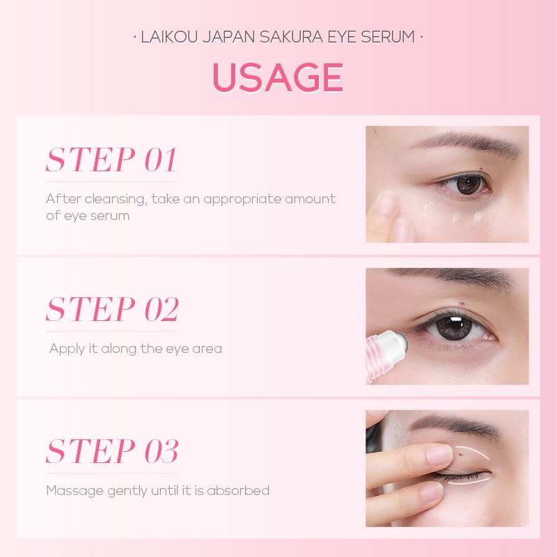 Serum Hoa Anh Đào LAIKOU 15ml Giảm Căng Thẳng Nếp Nhăn Chăm Sóc Vùng Da Quanh Mắt