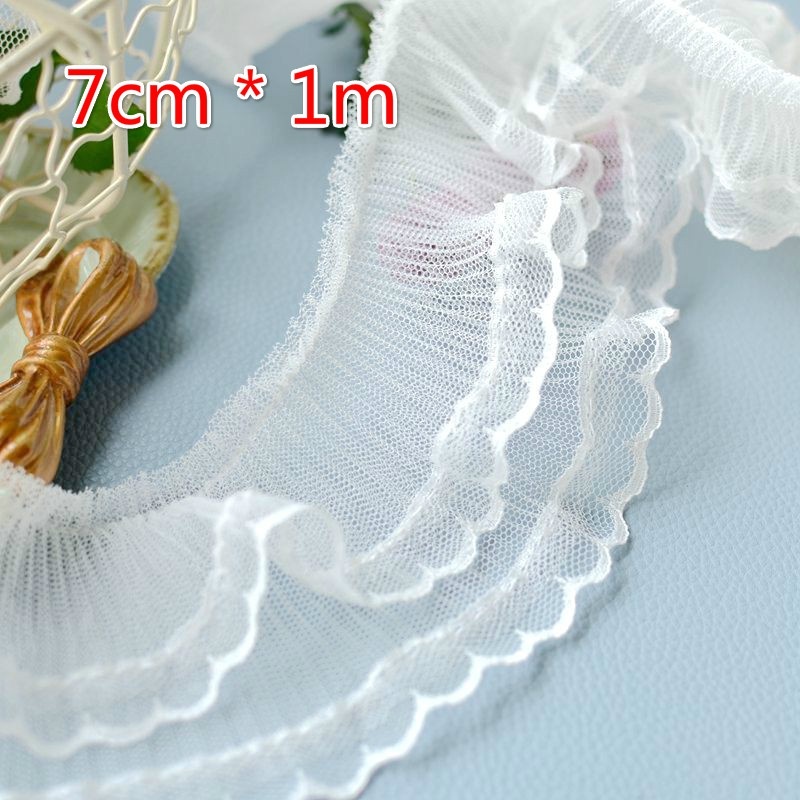 Dây Ren Hai Lớp 7cm * 1m Tự Làm Rèm Cửa Tiện Dụng Mate