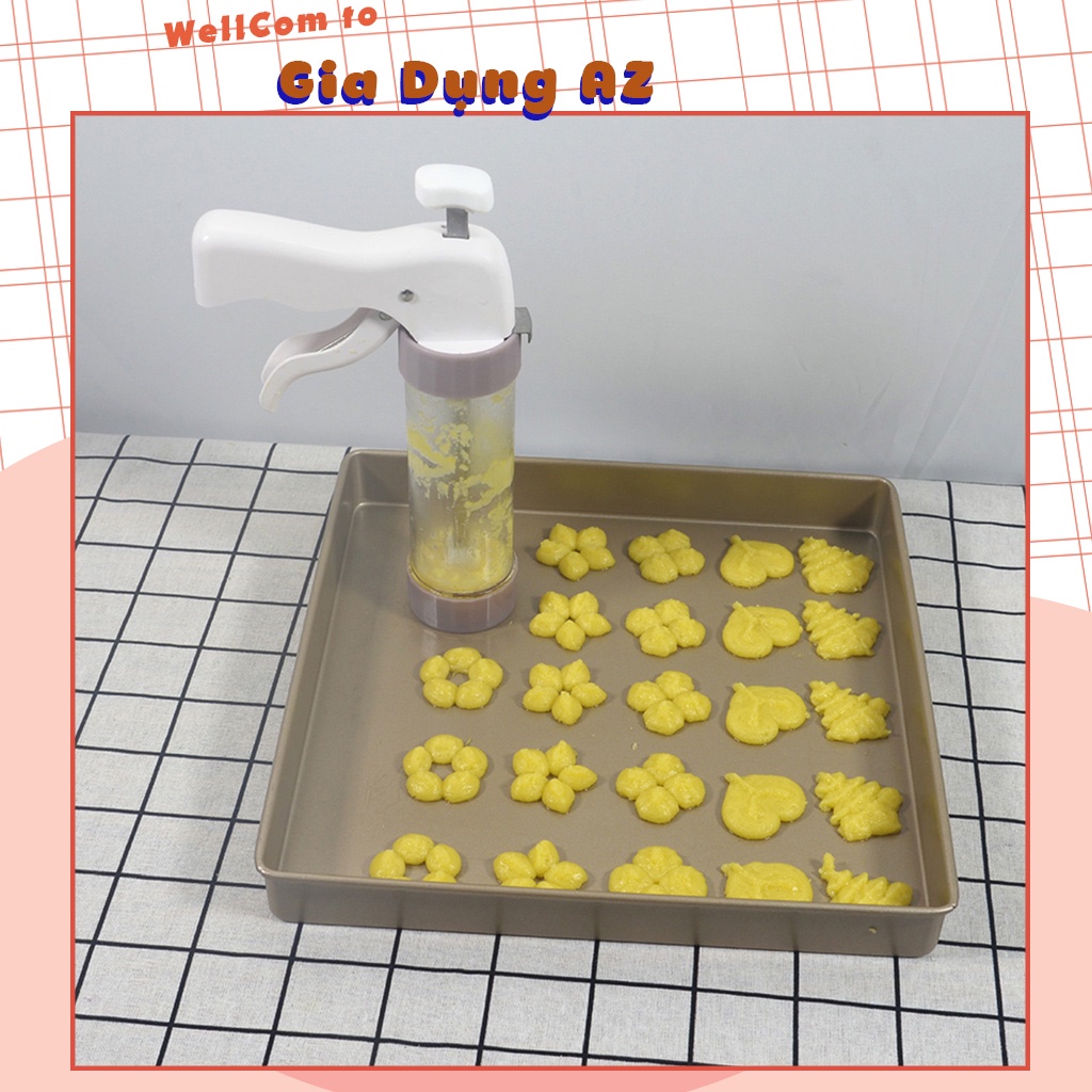Dụng cụ làm bánh quy súng bắn tạo hình bánh gồm đầu bắt bông kem và khuôn tạo hình AZPVN17566